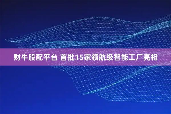 财牛股配平台 首批15家领航级智能工厂亮相