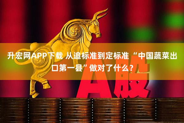 升宏网APP下载 从追标准到定标准 “中国蔬菜出口第一县”做对了什么？